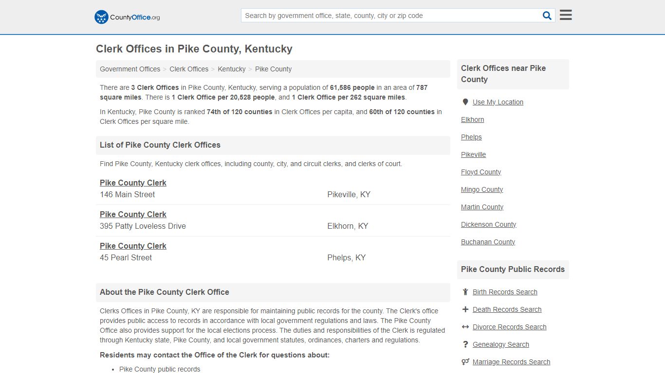Clerk Offices - Pike County, KY (County & Court Records)